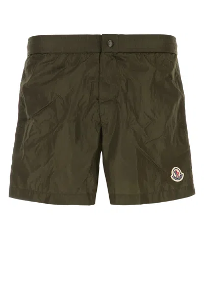 Moncler Army Green Nylon Swimming Shorts