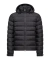 Moncler Arneb Hooded Short Down Jacket In Black