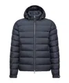 Moncler Montbrocq Hooded Short Down Jacket In Blue