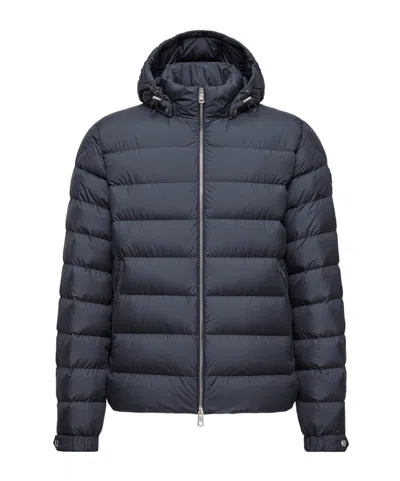 Moncler Arneb Hooded Short Down Jacket In Blue