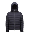 Moncler Men Arneb Down Jacket With Ton-sur-ton Logo Patch In Blue