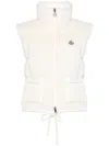 Moncler Womens White Arques Logo-patch Relaxed-fit Faux-fur Down Gilet In White