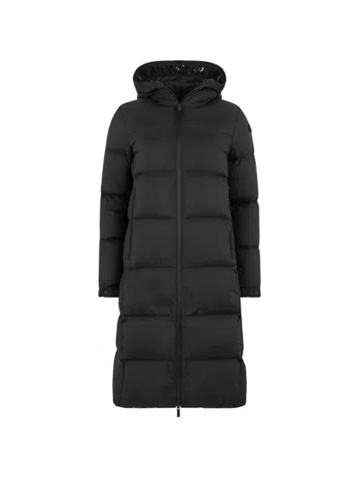 Moncler Arredoun Long Hooded Down Jacket In Black