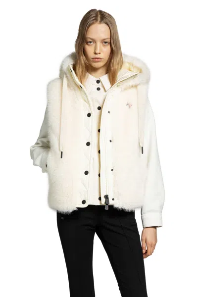 Moncler Arve Hooded Teddy Down Vest In Neutral