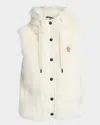 Moncler Arve Hooded Teddy Down Vest In White