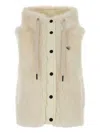 Moncler Arve Hooded Teddy Gilet In Neutral