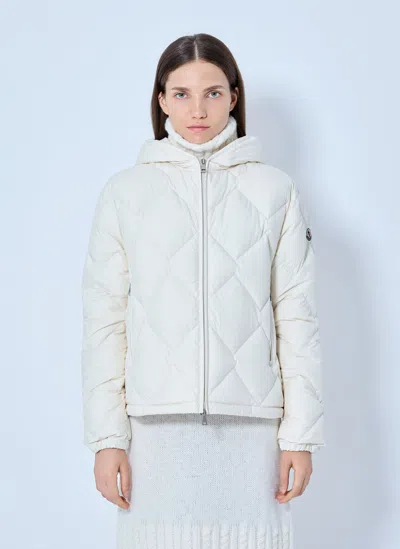Moncler Arvouin Hooded Diamond-quilted Short Down Jacket In Cream