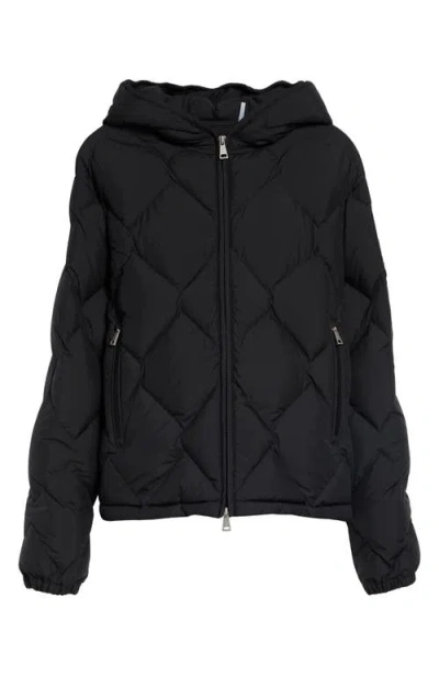 Moncler Arvouinne Diamond Quilted Hooded Down Jacket In Black