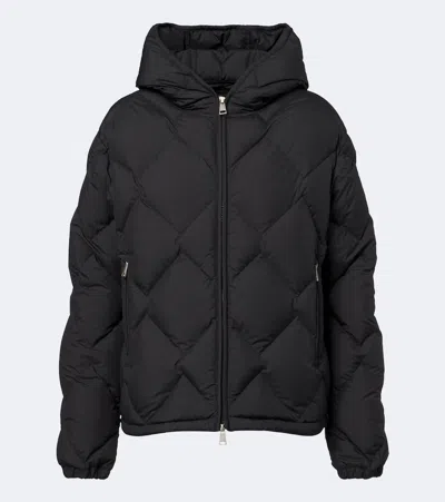 Moncler Arvouinne Diamond Quilted Hooded Down Jacket In Black