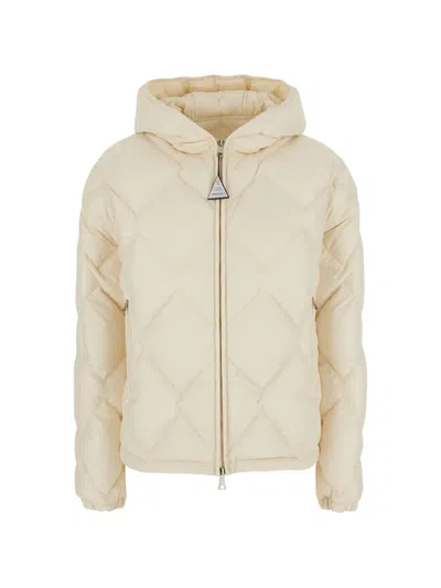 Moncler Arvouinne Hooded Triangle-quilted Puffer Jacket In White