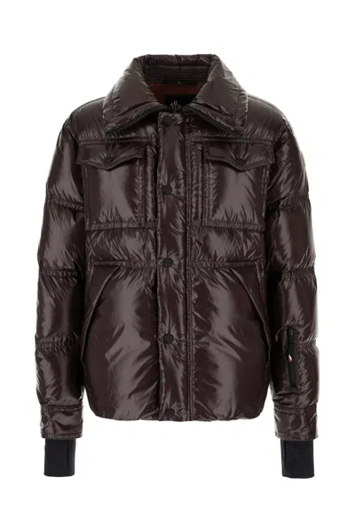 Moncler Aubergine Nylon Tecka Down Jacket In Black