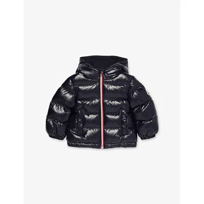 Moncler Kids' Aubert Logo-patch Padded Shell Jacket 3 Months - 3 Years Navy In Black