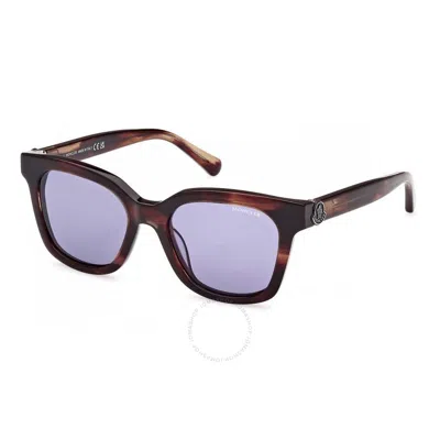 Moncler Audree Violet Square Ladies Sunglasses Ml0266-f 62y 50 In Brown / Horn / Violet