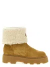 Moncler Aurea Mini Ankle Boots In Suede Leather And Shearling In Brown