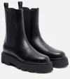 Moncler Black Leather Aurea Chelsea Ankle Boots In Black