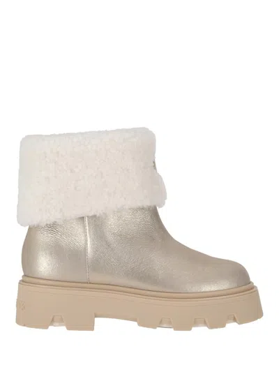 Moncler Aurea Mid Ankle Boots In Silver