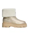 Moncler Aurea Shearling-trimmed Leather Ankle Boots In Silver