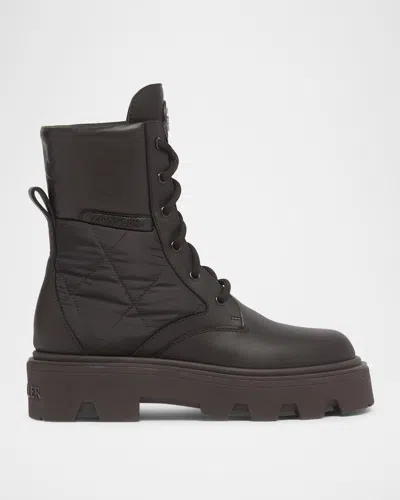Moncler Aurea Quilted-inset Leather Ankle Boots In Multi