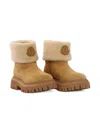 Moncler Aurea Shearling-cuff Leather Boots In Brown