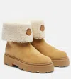 Moncler Aurea Shearling-lined Suede Ankle Boots In Brown