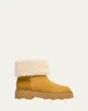 Moncler Aurea Suede And Shearling Mid Ankle Boots In Multi