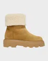 Moncler Aurea Mini Ankle Boots In Suede Leather And Shearling In Orange