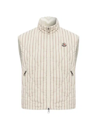 Moncler Aussa Pinstriped Quilted Gilet In Neutral
