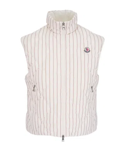 Moncler Aussa Striped Down Vest In White