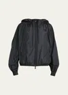 Moncler Auxonne Matte Nylon Hooded Windbreaker In Black
