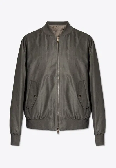 Moncler Aver Reversible Bomber Jacket In Gray