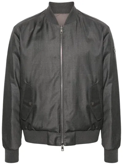 Moncler Aver Virgin Wool Bomber Jacket In Grey