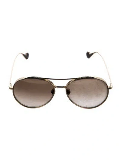 Pre-owned Moncler Aviator Gradient Sunglasses In Brown/gold