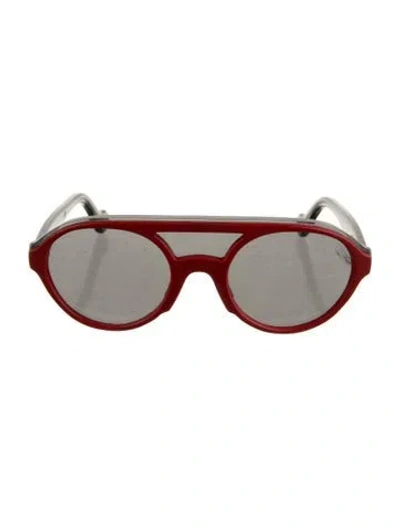 Pre-owned Moncler Aviator Mirrored Sunglasses In Red