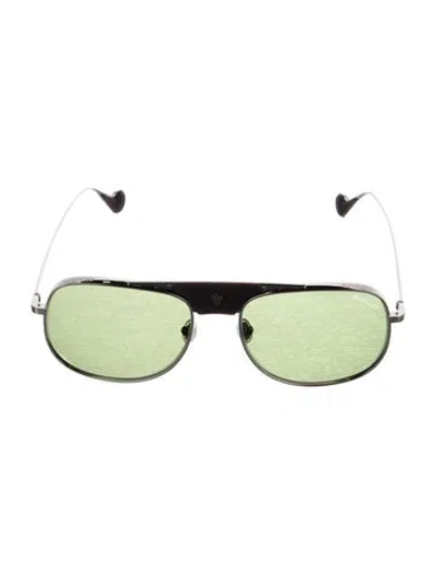 Pre-owned Moncler Aviator Mirrored Sunglasses In Green/silver