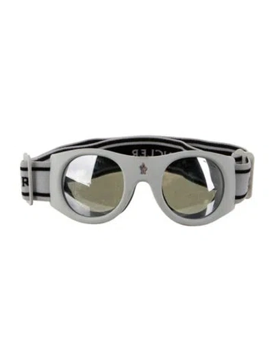 Pre-owned Moncler Aviator Mirrored Sunglasses In White