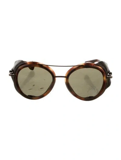 Pre-owned Moncler Aviator Tinted Sunglasses In Brown