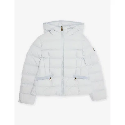 Moncler Kids' Avoce Down Jacket 4-14 Years Pastel Blu In White