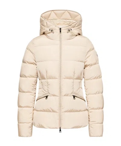 Moncler Avoce Hooded Short Down Jacket In Neutral
