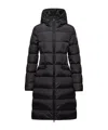 Moncler Avocette Hooded Long Down Jacket In Black