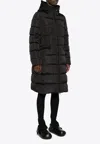 Moncler Avocette Hooded Long Down Jacket In Black