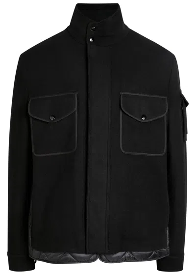 Moncler Avoine Panelled Wool And Shell Jacket In Black