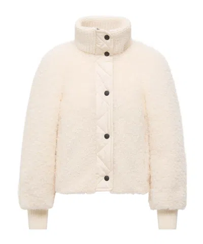 Moncler Ayles Teddy  Wool Short Down Jacket In Neutral