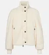 Moncler Ayles Short Down Jacket In Teddy And Wool Jackets White In White