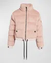Moncler Ayse Polartec Velvet Fleece Bomber Jacket In Light Pink