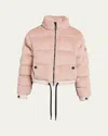 Moncler Ayse Polartec Velvet Fleece Bomber Jacket In Light Pink