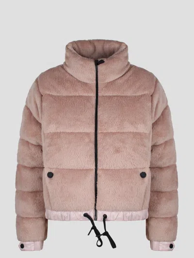 Moncler Ayse Polartec Velvet Fleece Bomber Jacket In Pink & Purple