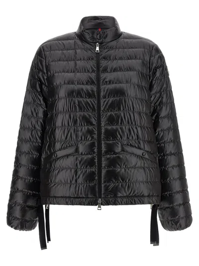 Moncler Longline Nylon Puffer Coat With Drawstring Hem In Black