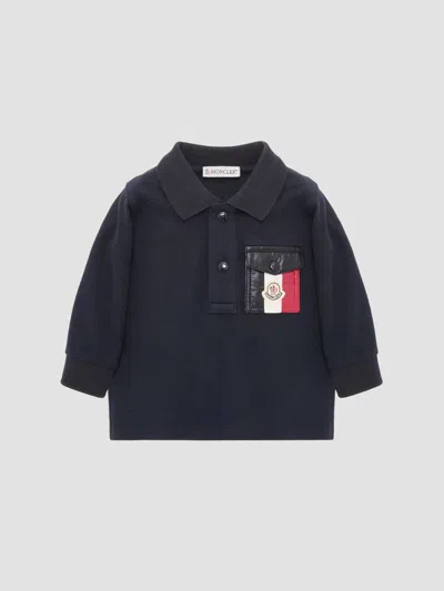 Moncler Baby Boy's & Little Boy's Long-sleeved Polo Shirt In Cotton In Black