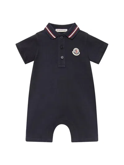 Moncler Baby Boy's & Little Boy's Romper In Cotton Piquet In Blue