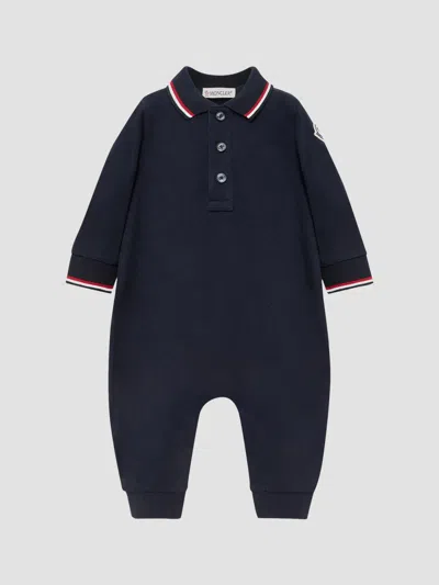 Moncler Baby Boy's Grow In Cotton Piquet In Blue